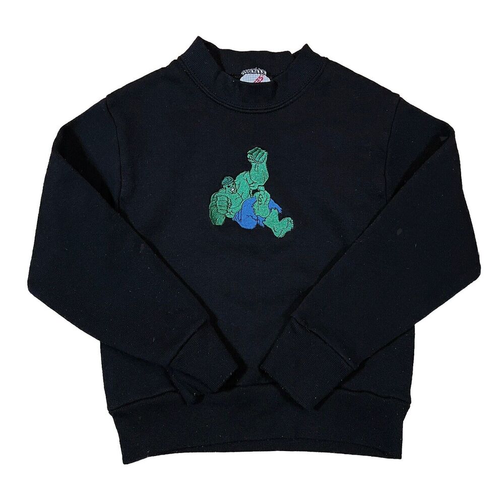 Vintage Jerzees USA Made Embroidered Incredible Hulk Sweater XS Kids Youth 2-4
